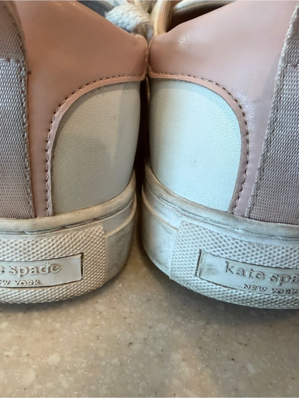 kate spade White Leather Sneakers with Blush Pink Panels